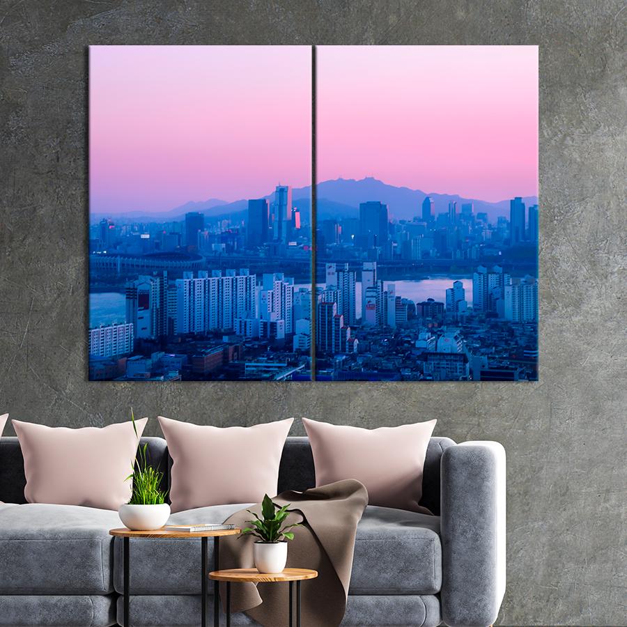 Настенний декор Панорамный вид корейского города Сеула 71x51 см (A613-2)