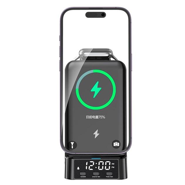 Док-станция Qitech 4в1 Wireless Charger 15W с часами - фото 3