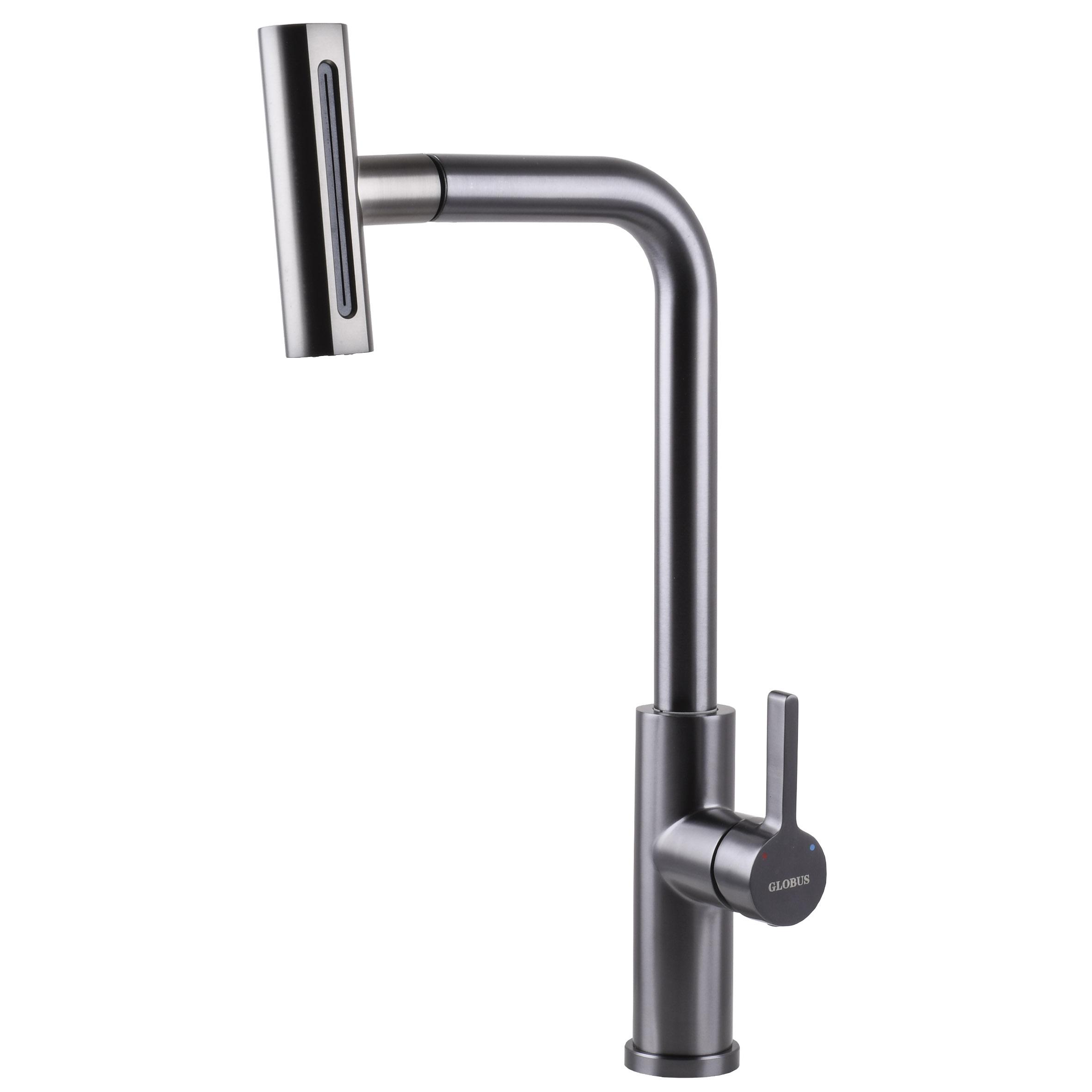 Змішувач для кухні Globus Lux ALPEN SBT1-2044-GP 000027000 із висувною лійкою Графітовий (214650)