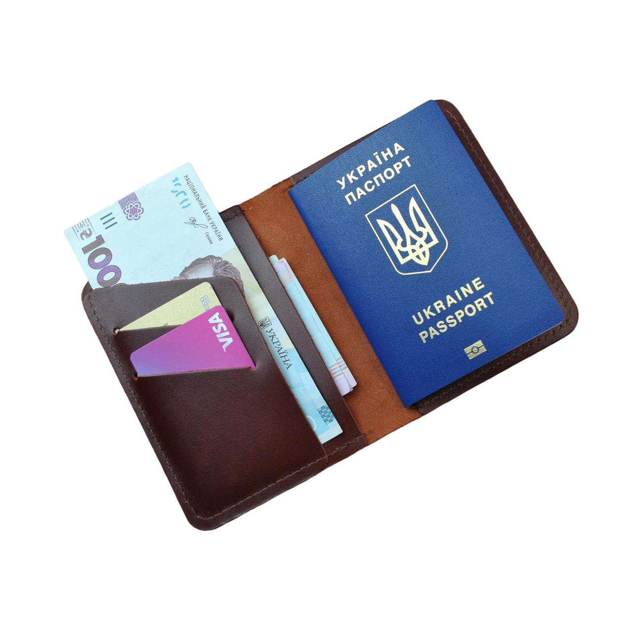 Обложка для паспорта и билетов из натуральной кожи Вишня (b047-2)