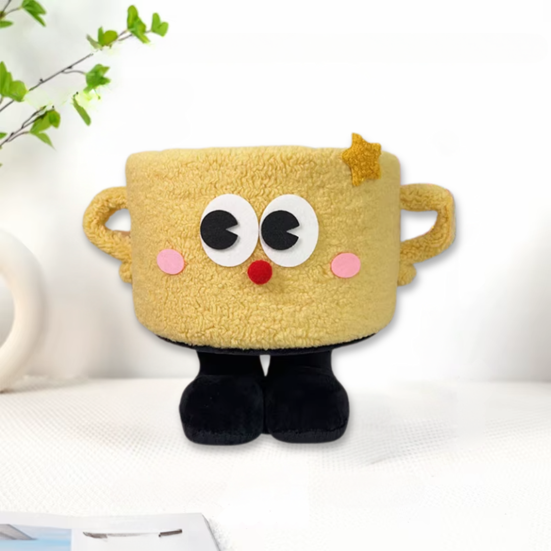 Корзина для игрушек плюшевая в детскую комнату мягкая складная Желтый