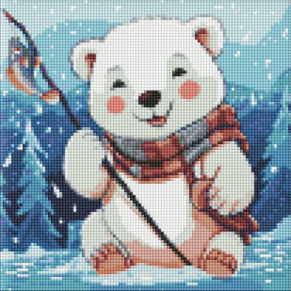 Картина по номерам Ideyka Зимняя рыбалка алмазная вышивка мозаика 30x30 см (VM-127-A-183)