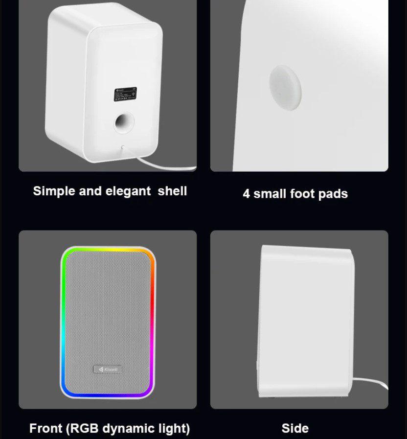Колонки компьютерные Kisonli X21 Bluetooth 20W USB RGB light White - фото 4