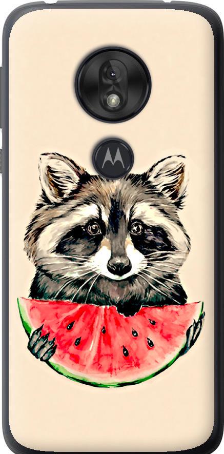 Чехол на Motorola Moto G7 Play Енотик с арбузом (4605u-1656-42517)
