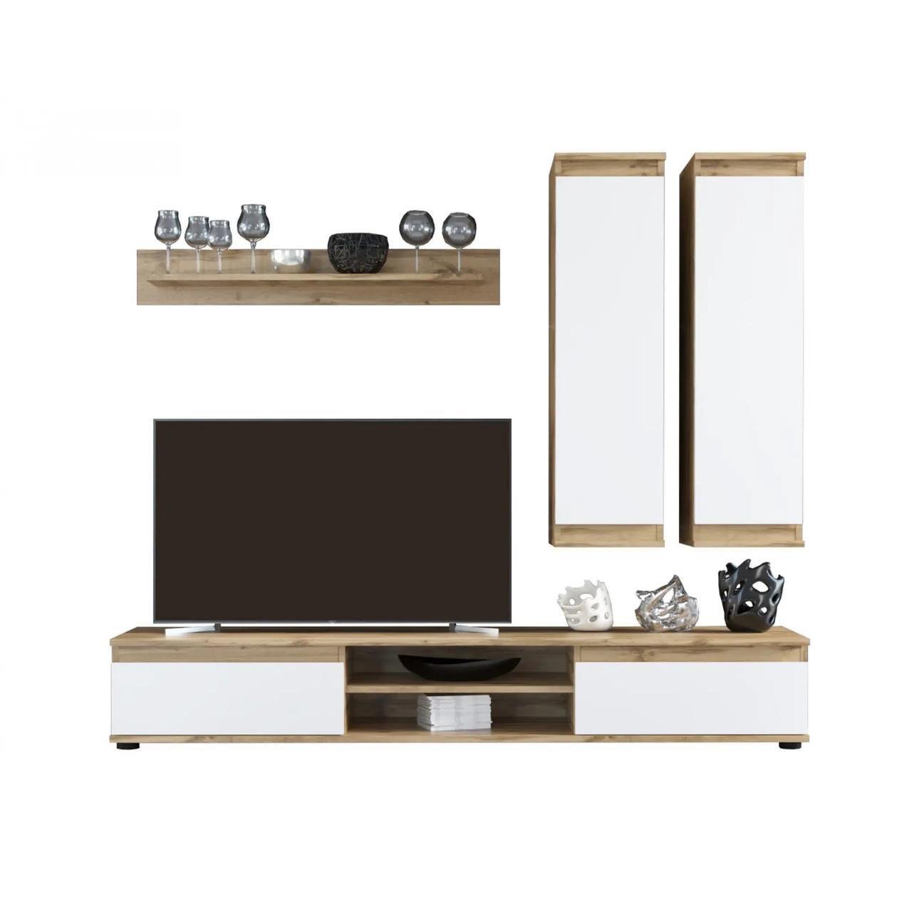 Стінка для вітальні модульна Гербор Люсія 175 Дуб Тахо/Німфея Альба (GRB-1912)