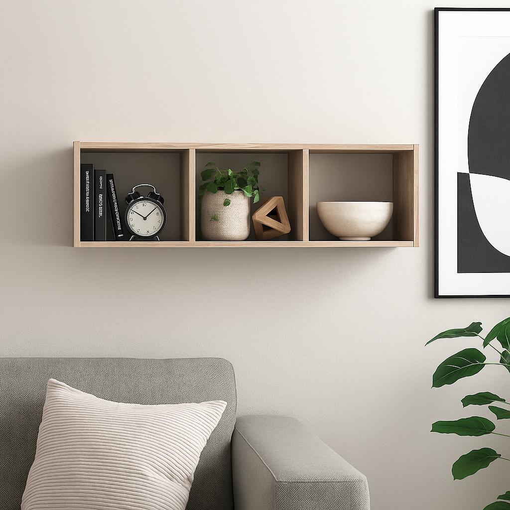 Стелаж настінно-підлоговий модульний MEBLIBUD KUB 3 секції Дуб сонома - фото 3 Стелаж настінно-підлоговий модульний MEBLIBUD KUB 3 секції Дуб сонома - фото 3