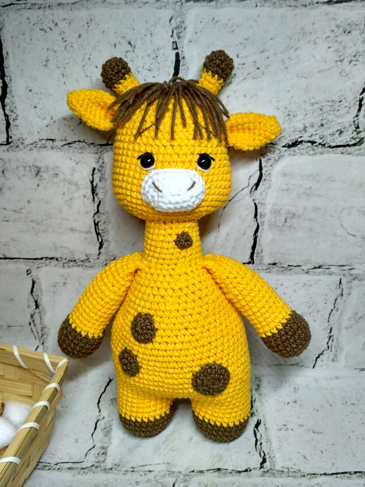 Мягкая игрушка вязаная ручной работы Жираф Гоша амигуруми 25 см Желтый(202-61)