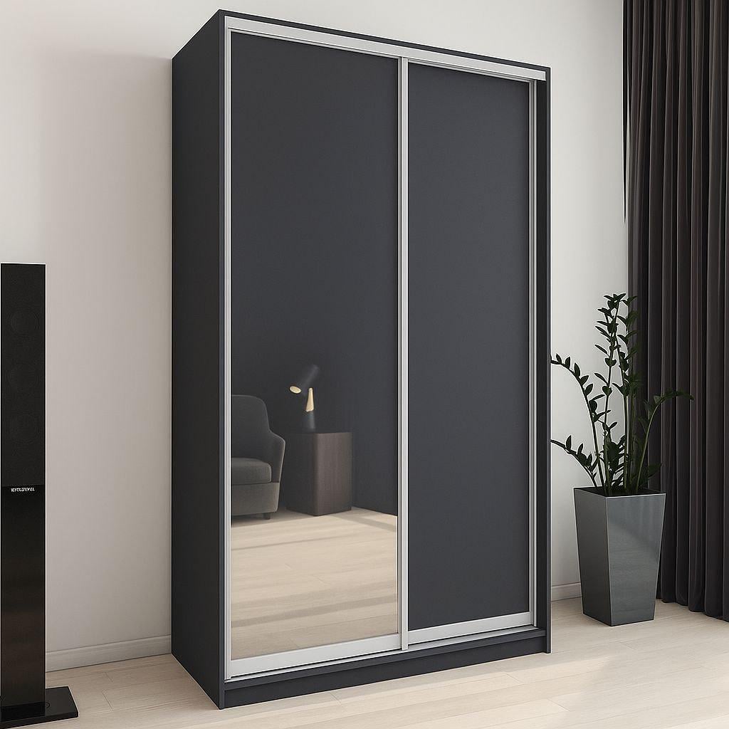 Шкаф купе Мириам с зеркалом ДСП 1000x2400x600 мм Антрацит (20710) Шкаф купе Мириам с зеркалом ДСП 1000x2400x600 мм Антрацит (20710)