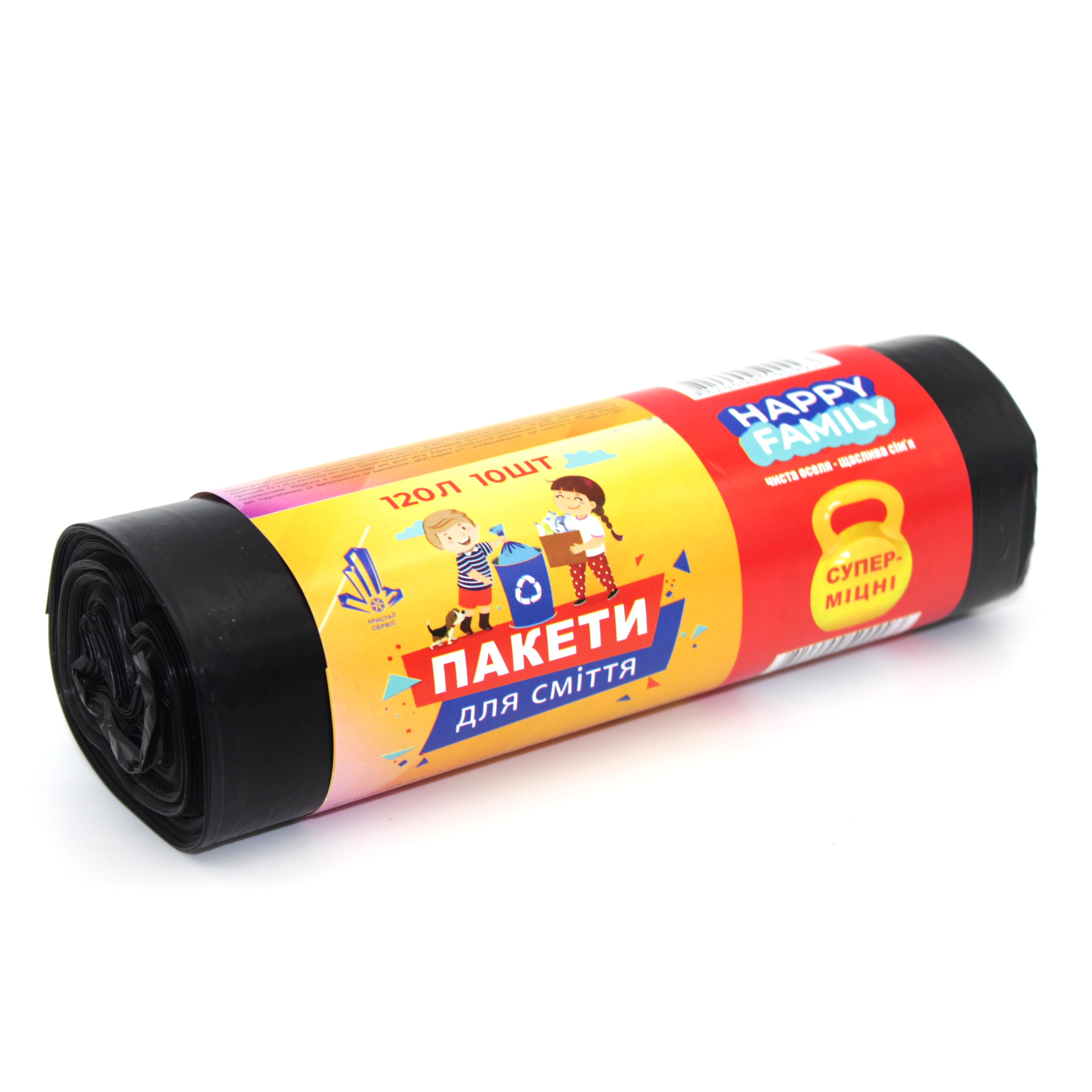 Мішки для сміття Happy family 120 л 10 шт. Чорний (50606943287)