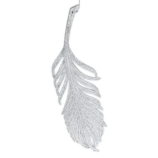 Подвеска новогодняя Flora Перо Серебряный (11921)
