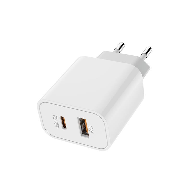 Зарядное устройство сетевое ColorWay Power Delivery USB-C/USB QC 3.0 30 Вт White (CW-CHS037PD-WT)