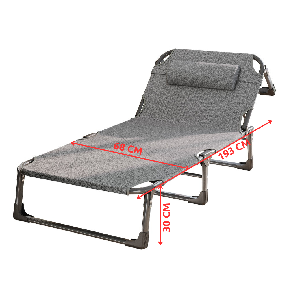 Шезлонг розкладний WCG FB-S04 із підголівником зі сталевим каркасом Чорно-сірий (FB-S031) - фото 6 Шезлонг розкладний WCG FB-S04 із підголівником зі сталевим каркасом Чорно-сірий (FB-S031) - фото 6