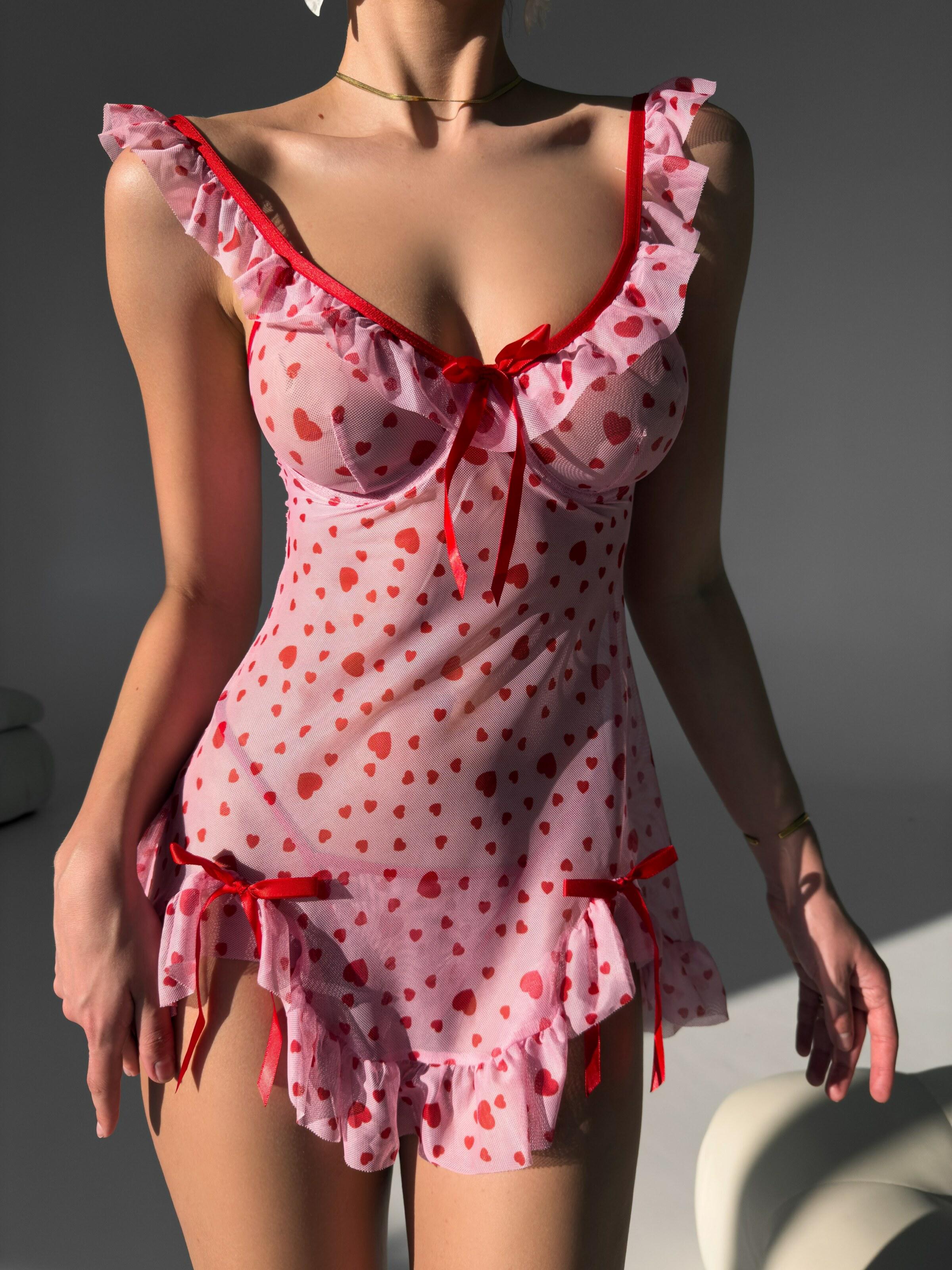 Комплект білизни жіночий Nova Vega пенюар/трусики S Рожевий (105-D167)