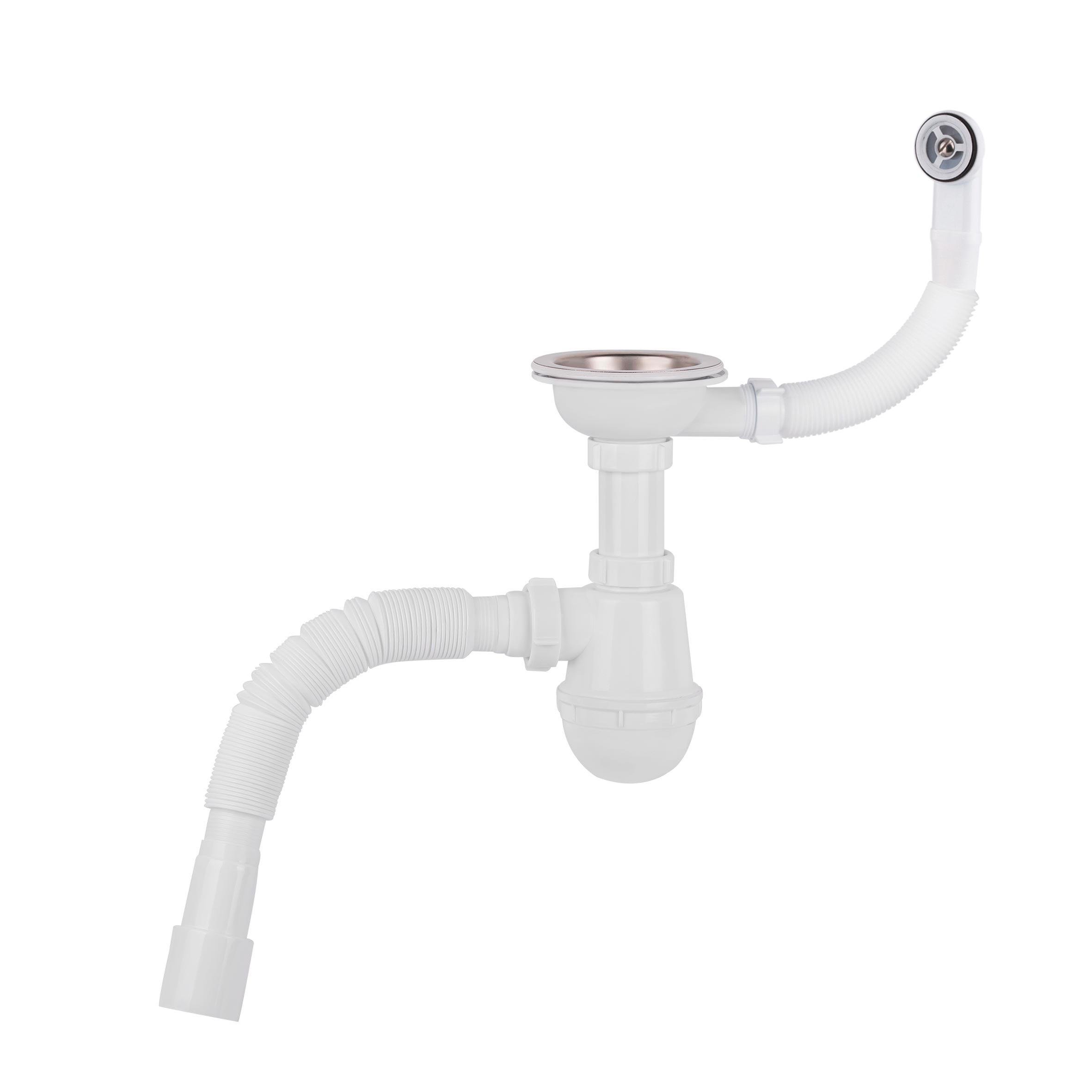 Сифон для кухонної мийки Lidz LK14 випуск 115 мм колбовий з круглим переливом (SD00050514)