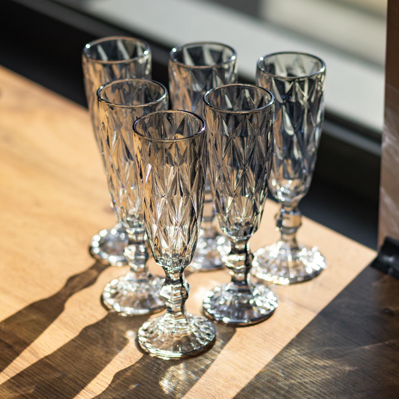 Набор бокалов для шампанского Diamond Blue 6 шт. по 180 мл (HP-19-274)