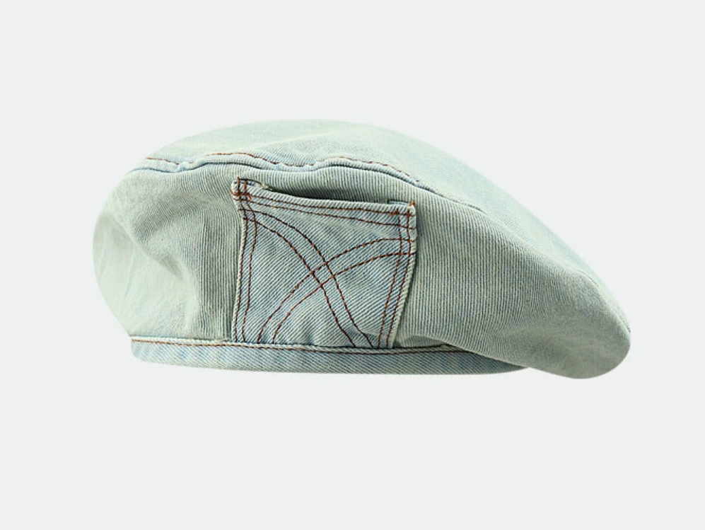 Берет джинсовый широкий 56 см Голубой (35-128-1281-БЛ)