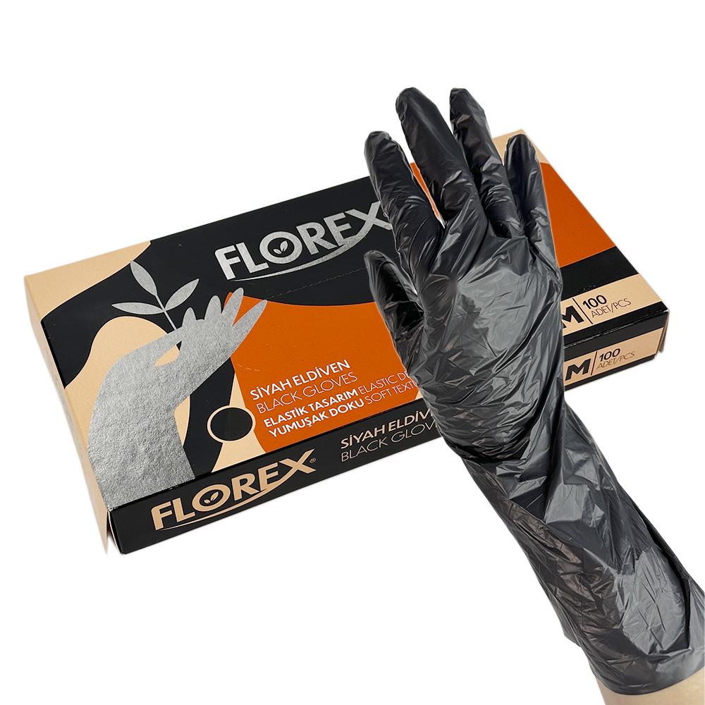 Рукавички одноразові Reflex FLOREX M 100 шт. Чорний - фото 2