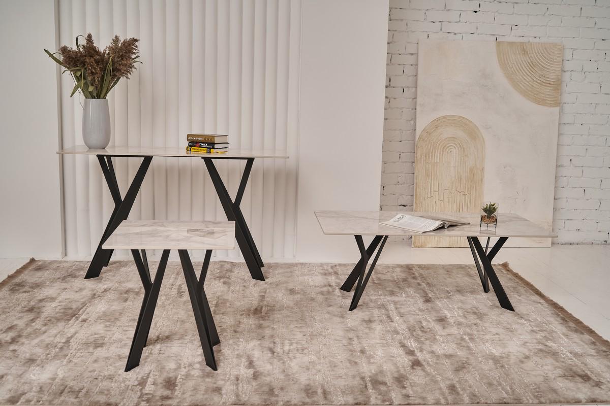 Кофейный стол Тео Vetro 500х500х550 мм Бьянко карарра/Черный (31033684) - фото 2