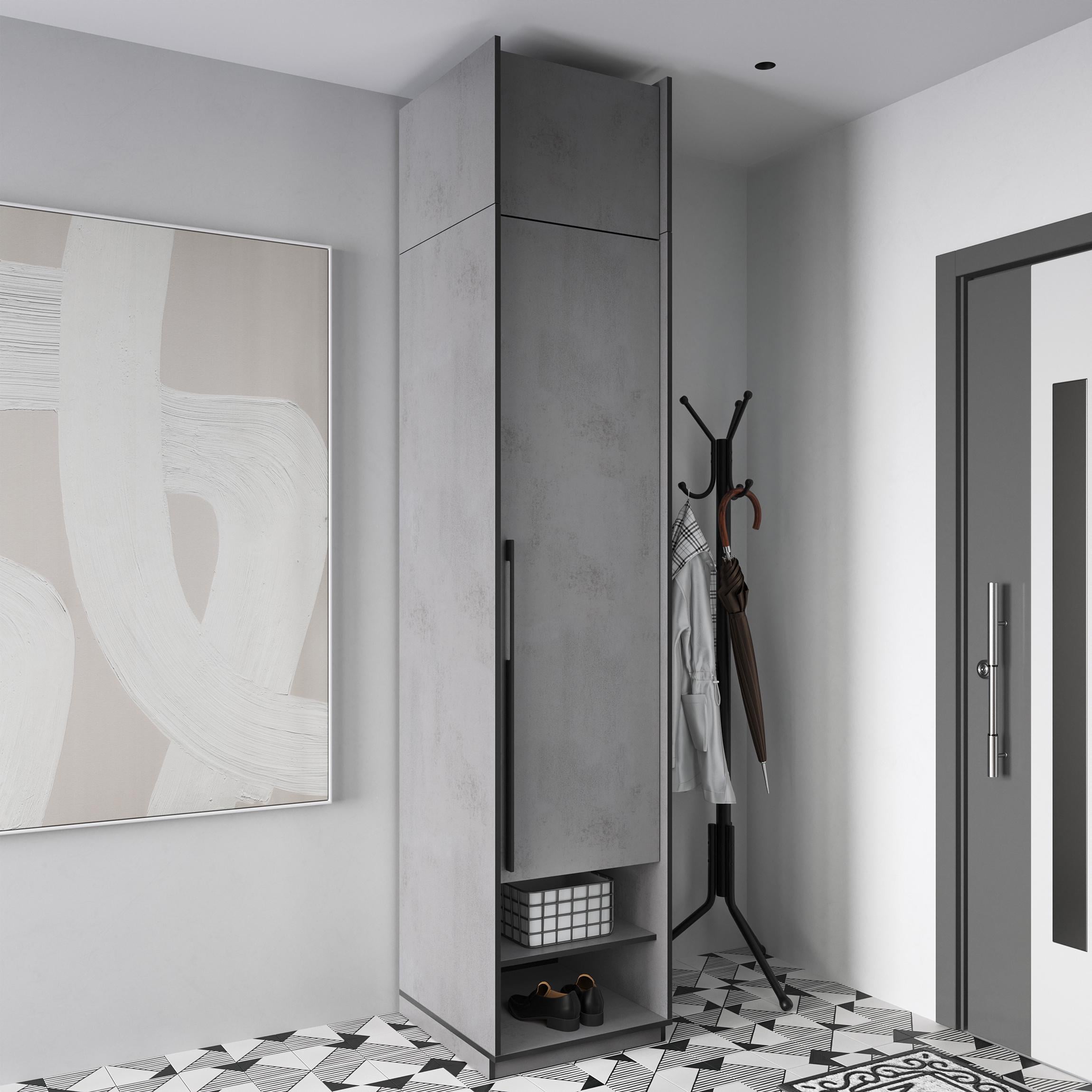 Шафа зі штангою та антресоллю Moreli Ramo R-0002 518х2500х570 мм Бетон тефра (mo-R0002R-tefrabeton-an)