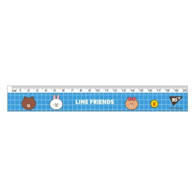 Лінійка пряма Yes Line Friends 20 см пластикова Блакитний (370667)