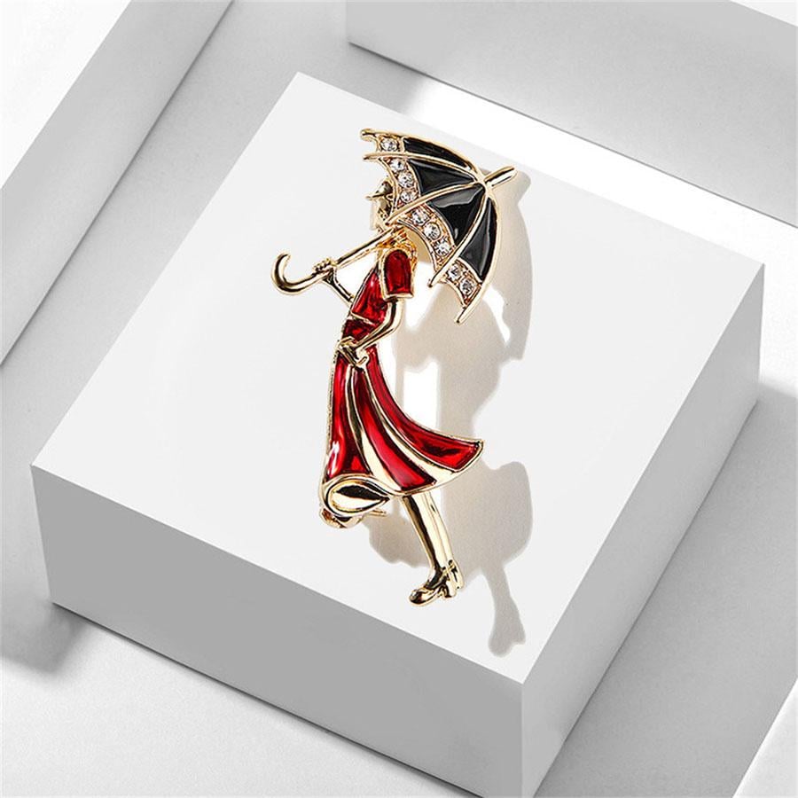 Брошка Леді з парасолькою 50x28 мм 10,6 г (494693382)