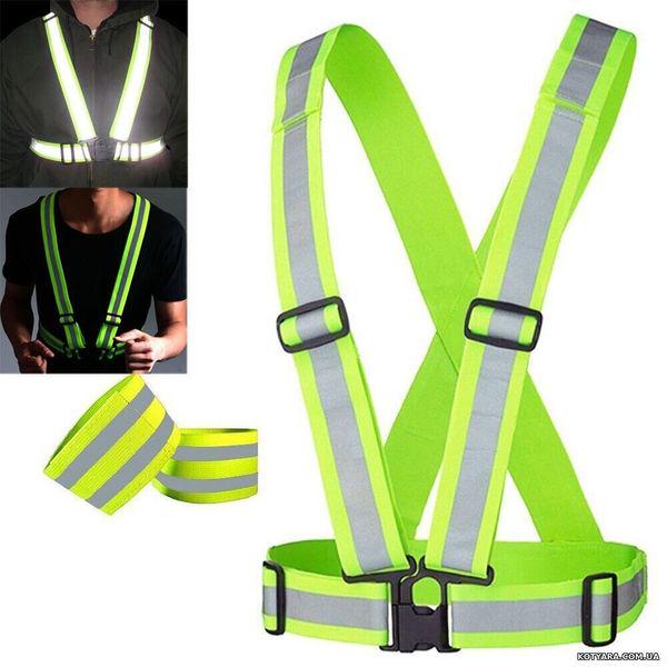 Світловідбиваючий сигнальний пояс-жилет RockBros для велосипедистів/автомобілістів/бігунів Зелений (20062042101) - фото 5 Світловідбиваючий сигнальний пояс-жилет RockBros для велосипедистів/автомобілістів/бігунів Зелений (20062042101) - фото 5