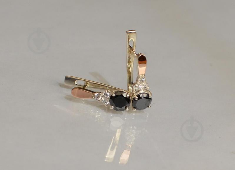 Серебряные серьги Sil с золотом 140s-11 Черный (Sil-699)