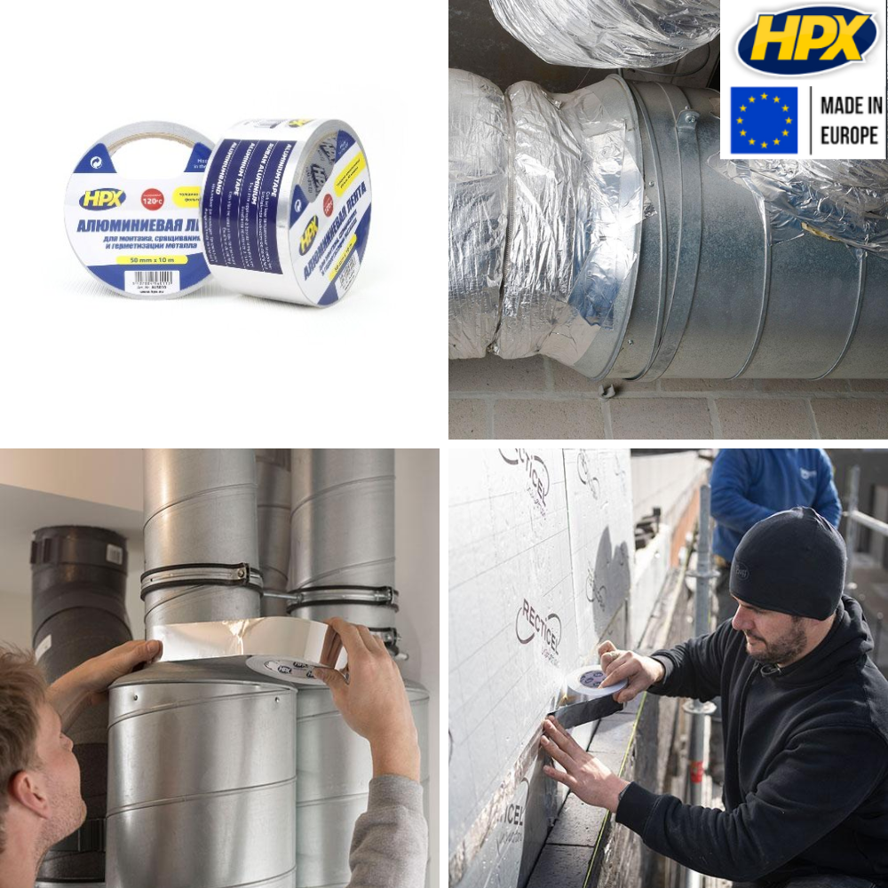 Лента клейкая высокотемпературная алюминиевая 40 микрон HPX 120°С 50 мм x 10 м (5010) - фото 4