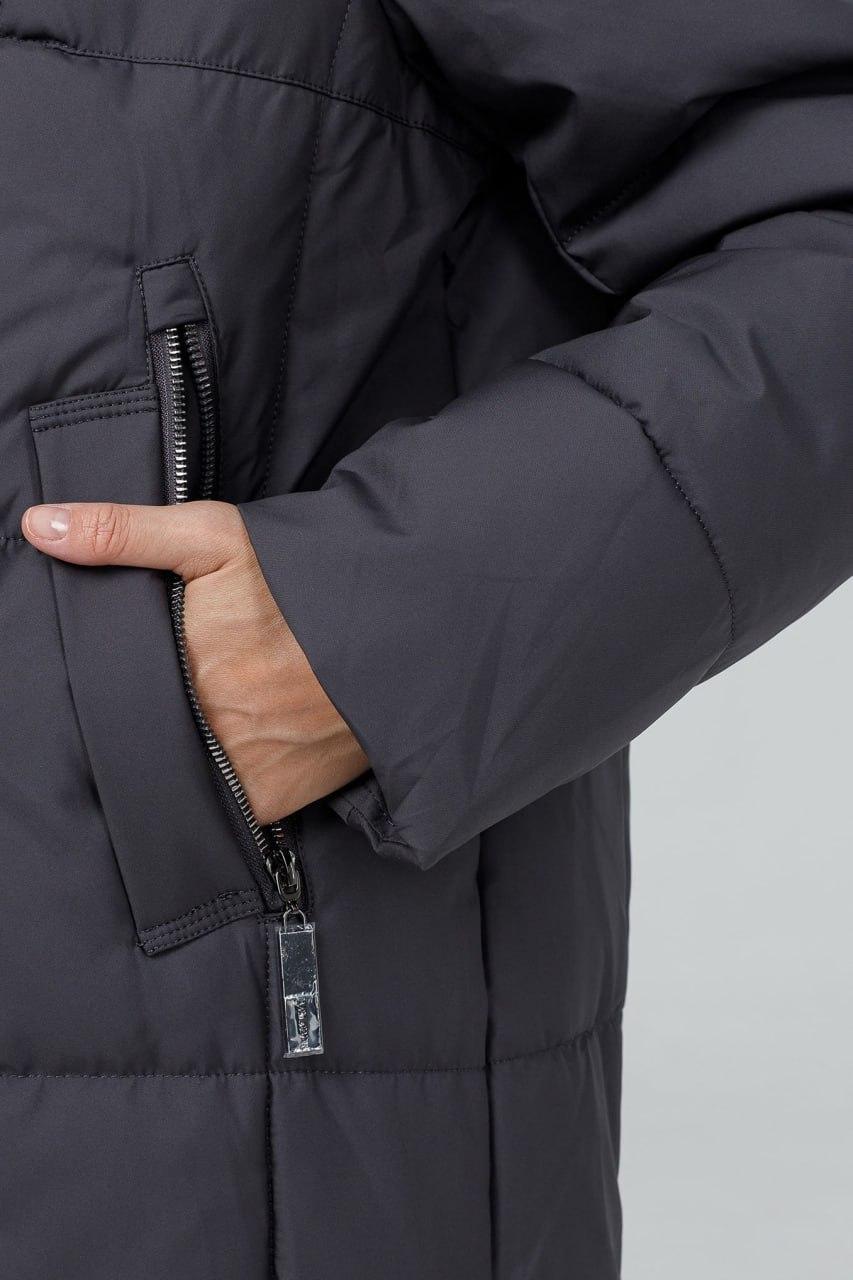 Куртка-пуховик жіноча з натуральним хутром р. 56 Темно-сірий (7601/56) - фото 5 Куртка-пуховик жіноча з натуральним хутром р. 56 Темно-сірий (7601/56) - фото 5