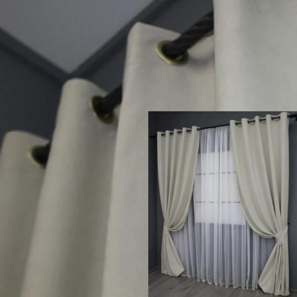 Комплект штор Sparta на люверсах мікровелюр 1,5х2,7 м 2 шт. Світло-сірий (1034ш) - фото 3 Комплект штор Sparta на люверсах мікровелюр 1,5х2,7 м 2 шт. Світло-сірий (1034ш) - фото 3