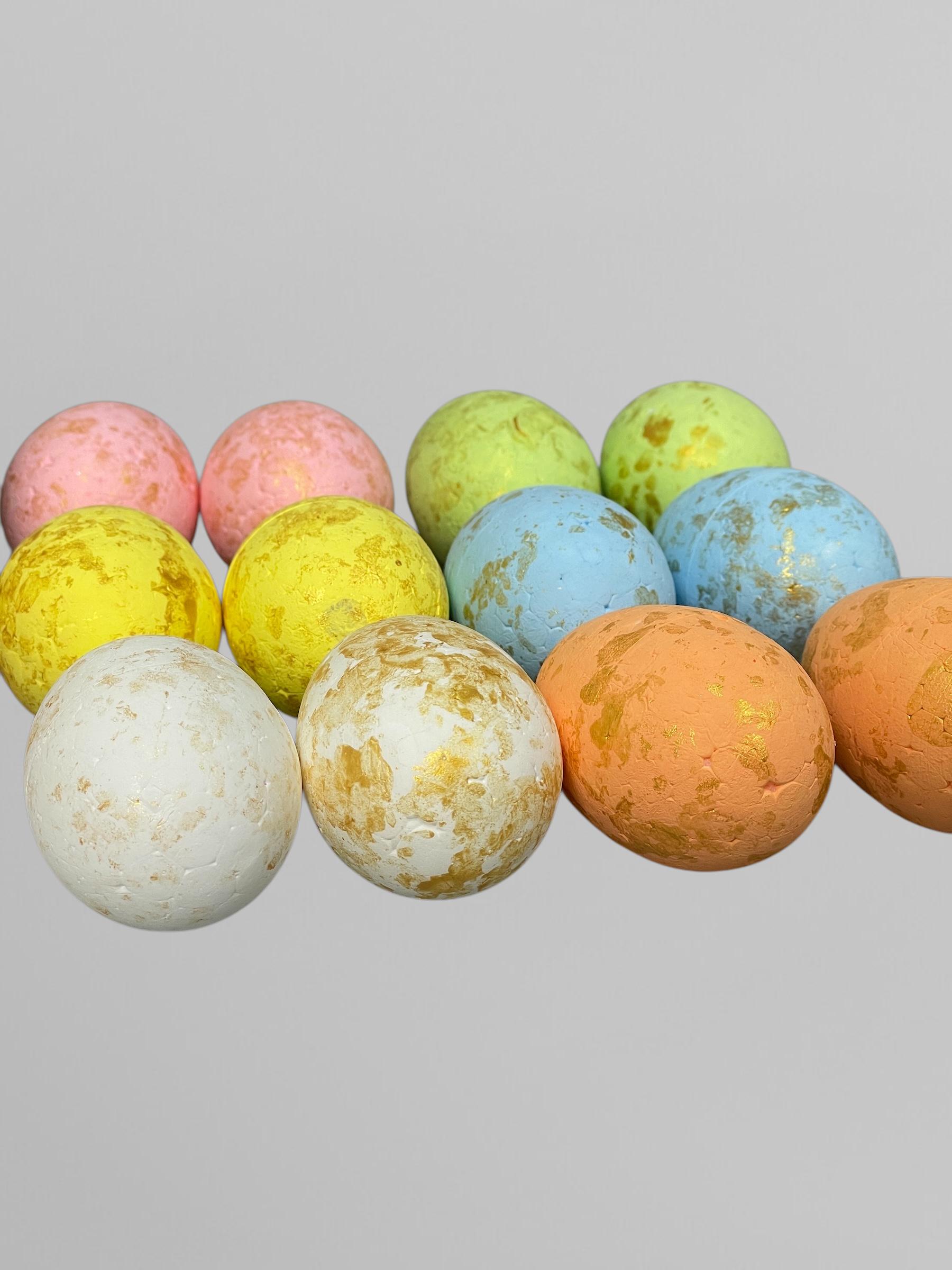 Пасхальные яйца из пенопласта с золотом 4х6 см 12 шт. Разноцветный (С0114) - фото 3 Пасхальные яйца из пенопласта с золотом 4х6 см 12 шт. Разноцветный (С0114) - фото 3