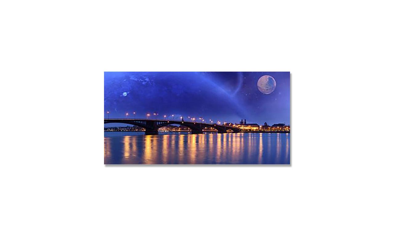 Наклейка виниловая на стол Zatarga Ночной город у воды 600х1200 мм (1283915274)