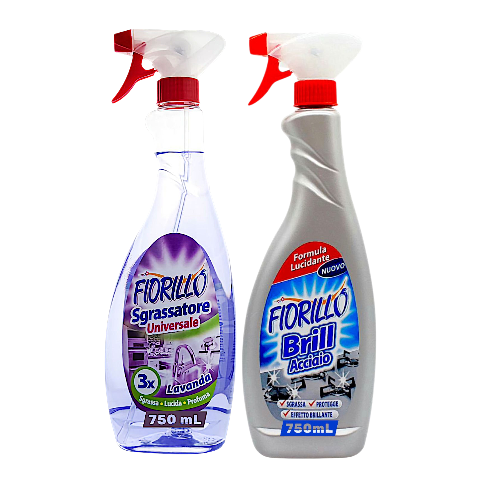 Набор очистителей Fiorillo SGRASSATORE Lavanda and Brill Acciaio по 750 мл 2 шт. (003217/3422)