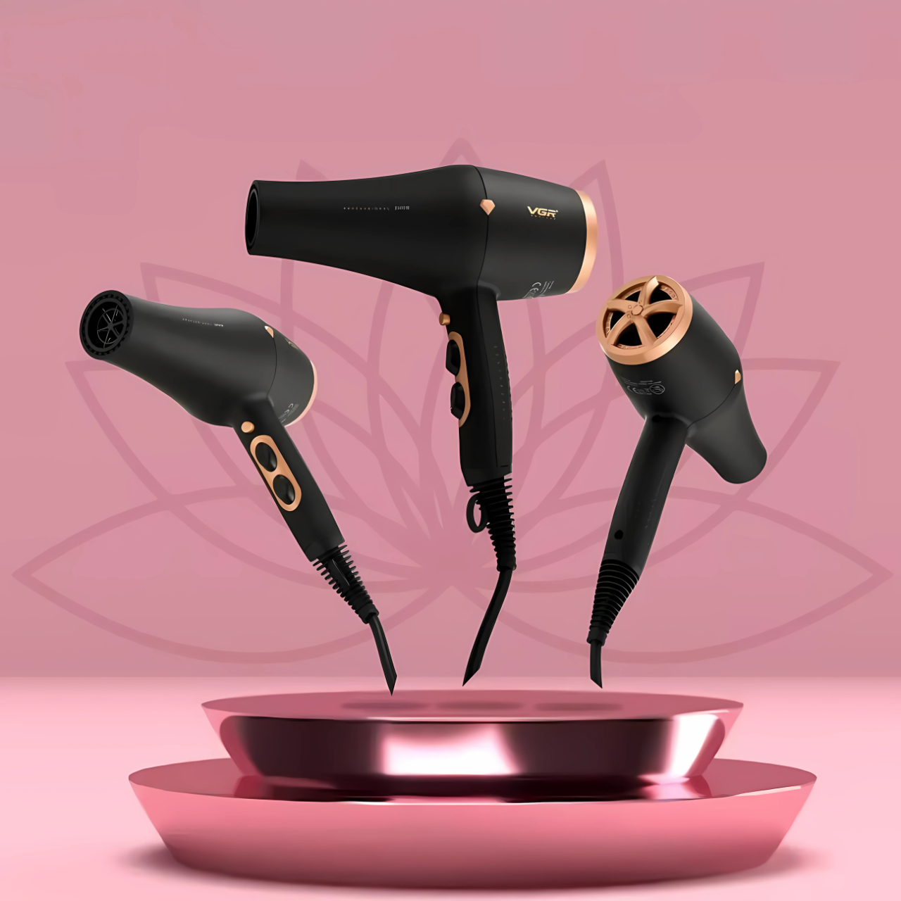 Фен VGR многофункциональный для сушки и укладки волос 3 режима 3 насадки 2600W Черный (9373237936) - фото 4 Фен VGR многофункциональный для сушки и укладки волос 3 режима 3 насадки 2600W Черный (9373237936) - фото 4