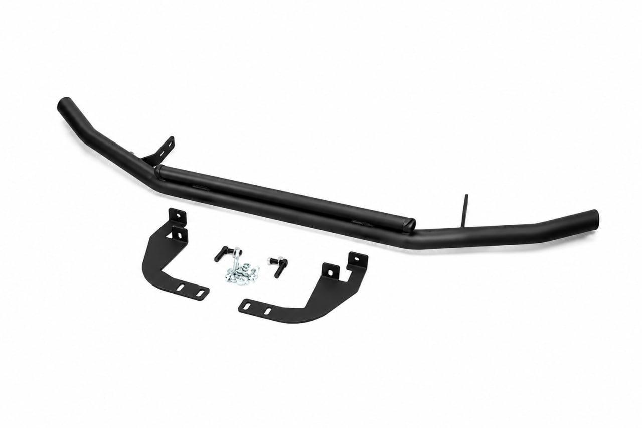Передняя защита CAN ST014 для Mitsubishi Pajero Sport 2008-2015 гг. нержавеющая сталь Черный (191317)