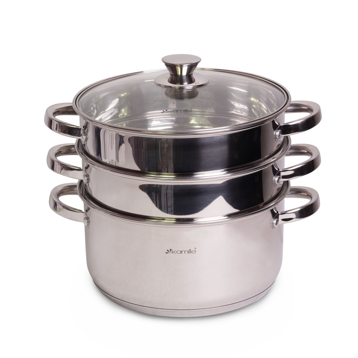 Пароварка 2-х рівнева Kamille 24 см з нержавіючої сталі KM-5817