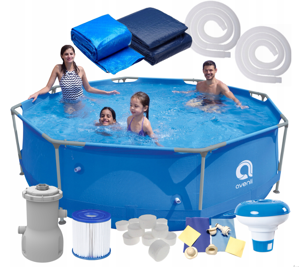 Бассейн Avenli 681 каркасный с фильтром клапаном и дозатором химии 16в1 6125 л 366х76см из ПВХ Синий (leo-139905)