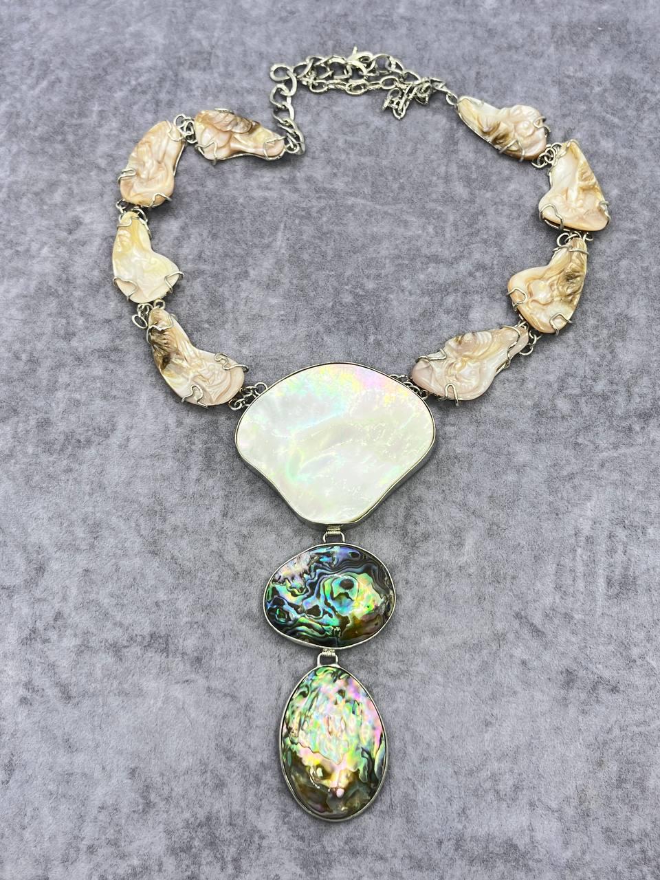 Бусы перламутр и галиотис 82 см Разноцветный (10135)