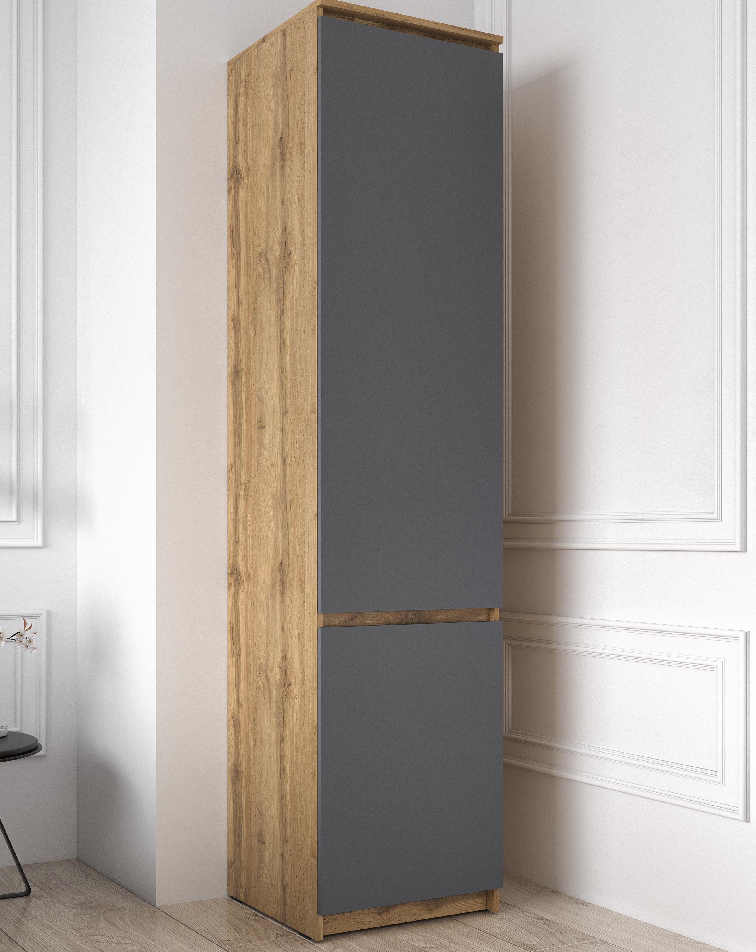 Шафа-пенал зі штангою T-218 500х498х2117 мм Дуб Аппалачі/Антрацит - фото 1 Шафа-пенал зі штангою T-218 500х498х2117 мм Дуб Аппалачі/Антрацит - фото 1