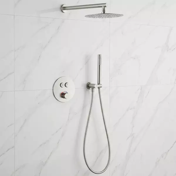 Душевая система скрытого монтажа Devit Flow D117124011111BN с термостатом Brushed Nickel (35623947)