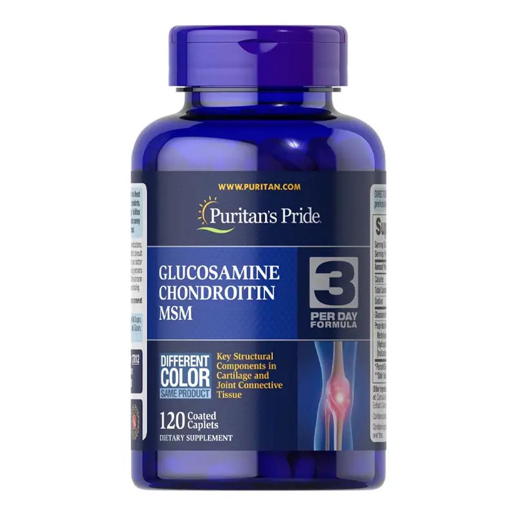 Комплекс для суглобів та зв'язок Puritan's Pride Double Strength Glucosamine Chondroitin&MSM 120 капсул (09269-01)