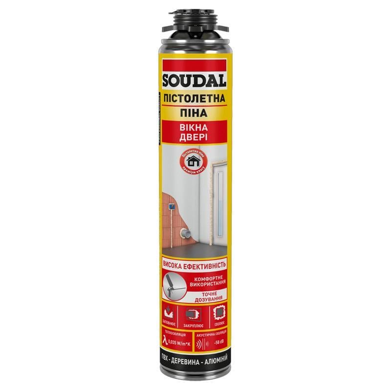 Пена монтажная SOUDAL пистолетная 750 мл 3 шт. Светло-желтый (000010000000750F00)