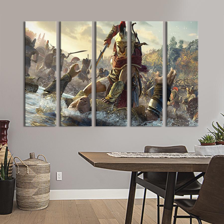Картина на холсте Наемник Алексиос в бою / Assassin's Creed: Odyssey 155x95 см (1496-51)
