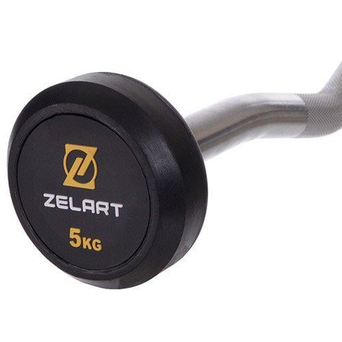 Штанга фиксированная изогнутая Rubber Coated Barbell Zelart TA-2687 5 кг Черный (58363067) - фото 3