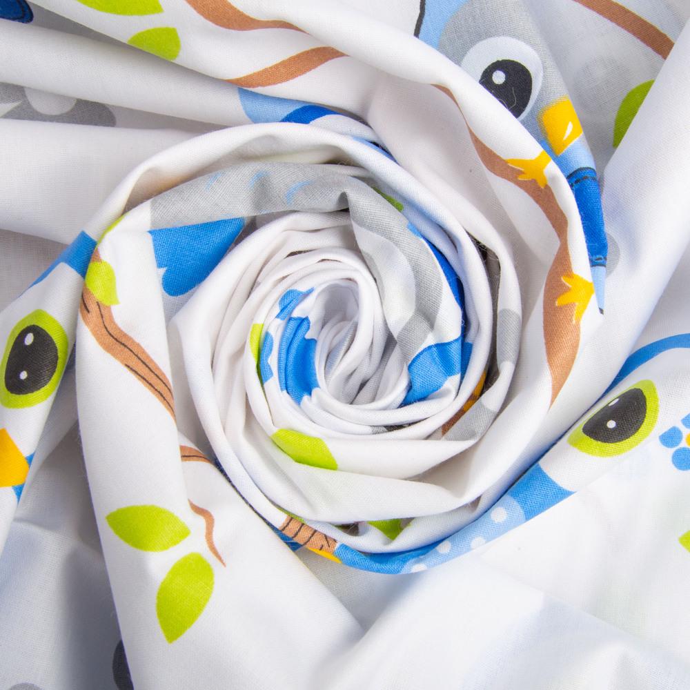 Ткань бязь ранфорс для постельного белья G-9832/9 Совушки 130 гр/м2 240 см Голубой (25881)