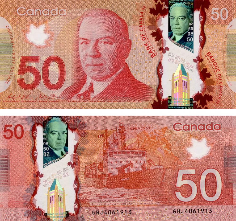 Колекційна банкнота Канада 50 доларів 2015 UNC P109 (Б05510)