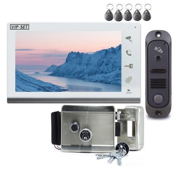 Комплект видеодомофона VIP-SET AD-770W Kit box с встроенным RFID-считывателем электромеханический замок (77073)