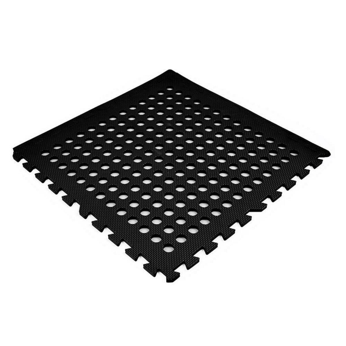 Резиновое покрытие пазл модульный перфорированный Черный 610x610x10 мм (SW-00000660)