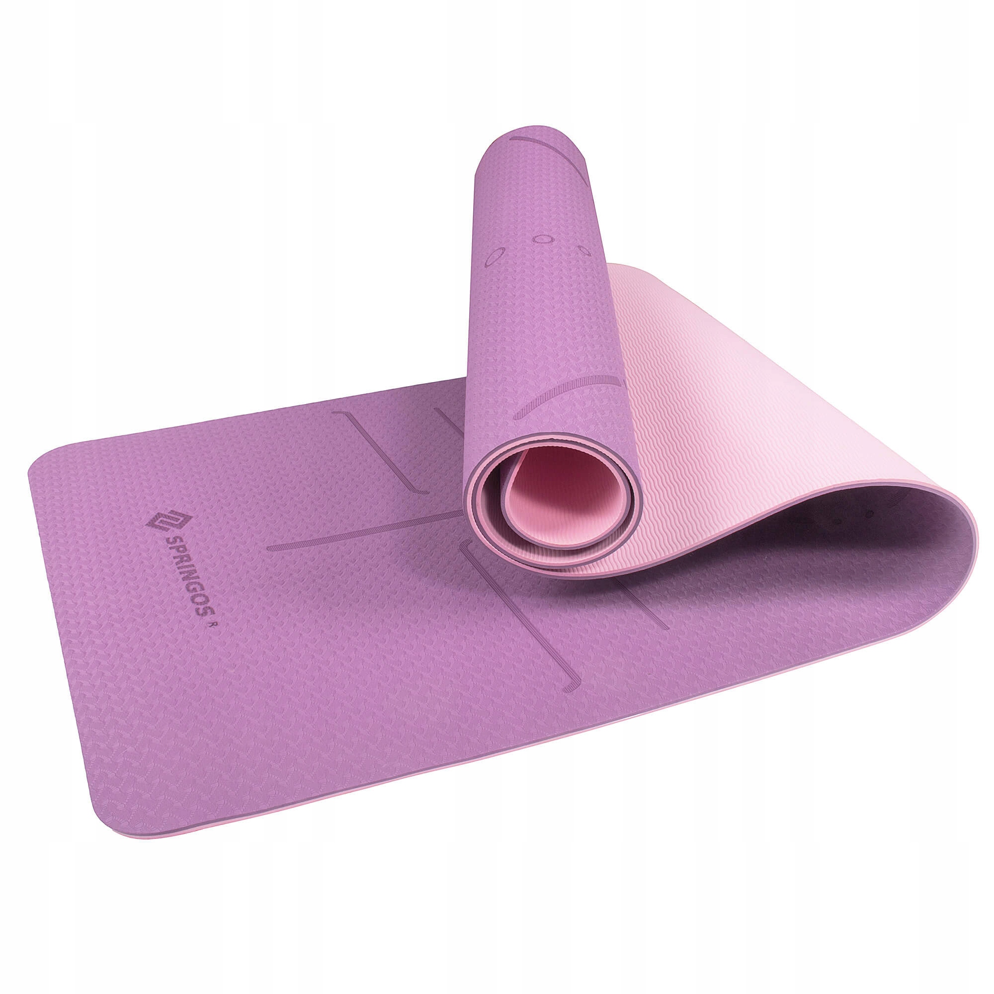 Килимок для йоги та фітнесу Springos TPE 6 мм YG0015 Purple/Pink