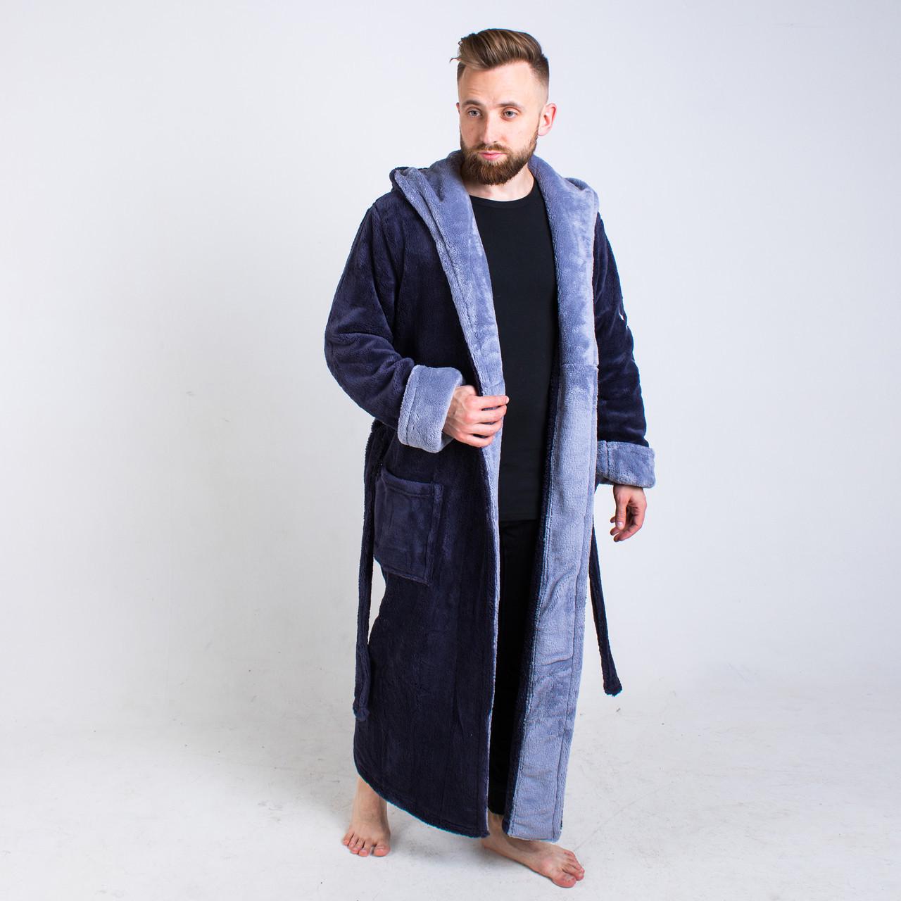 Халат чоловічий махровий з капюшоном р. 3XL Сірий (56) - фото 4 Халат чоловічий махровий з капюшоном р. 3XL Сірий (56) - фото 4